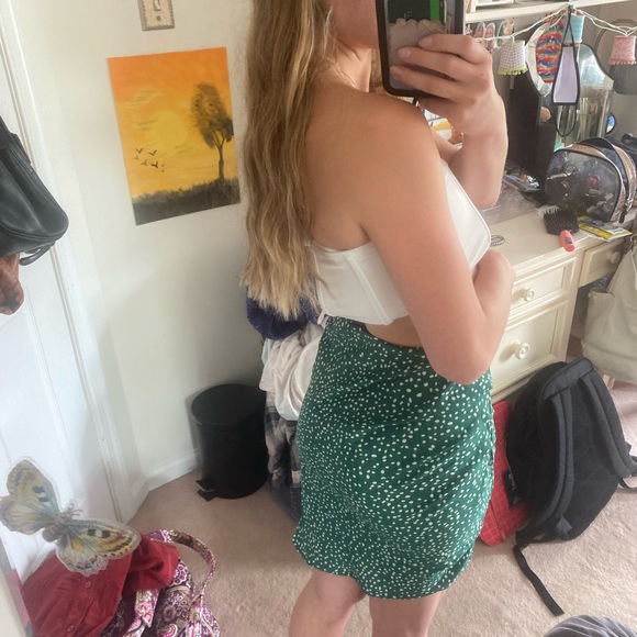 Green and white polka dotted skirt, emerald green - Picture 5 of 7